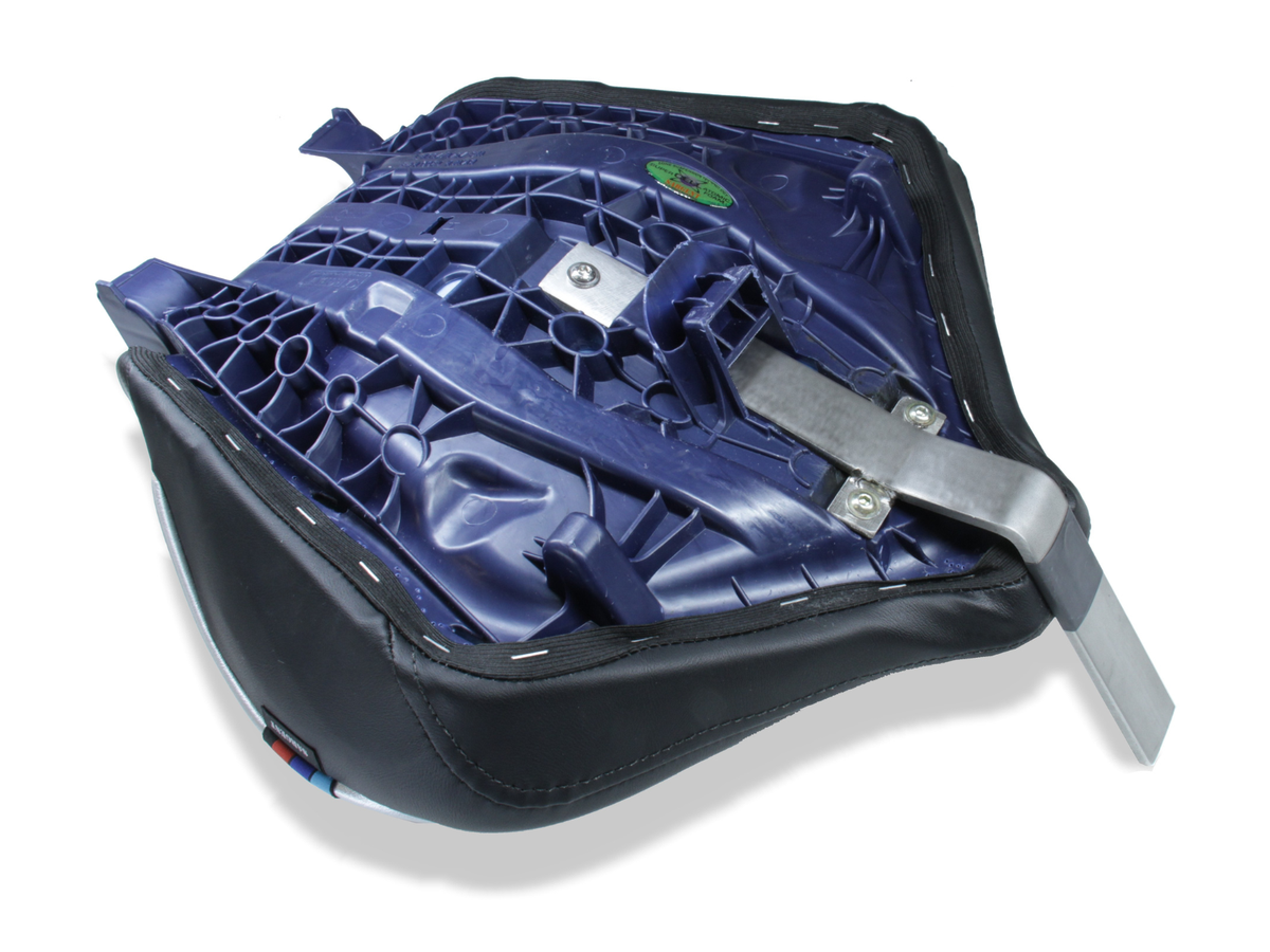 Sargent's EM-5 Front Rider's Backrest with DTX easily mounts to the Sargent front for the BMW R 1300 RT.